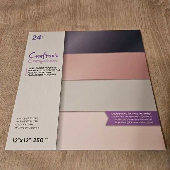 Crafters Companion Pearlescent Paper Pad Cardstovk 12x12" 250gsm New Navy Blush - Picture 1 of 3